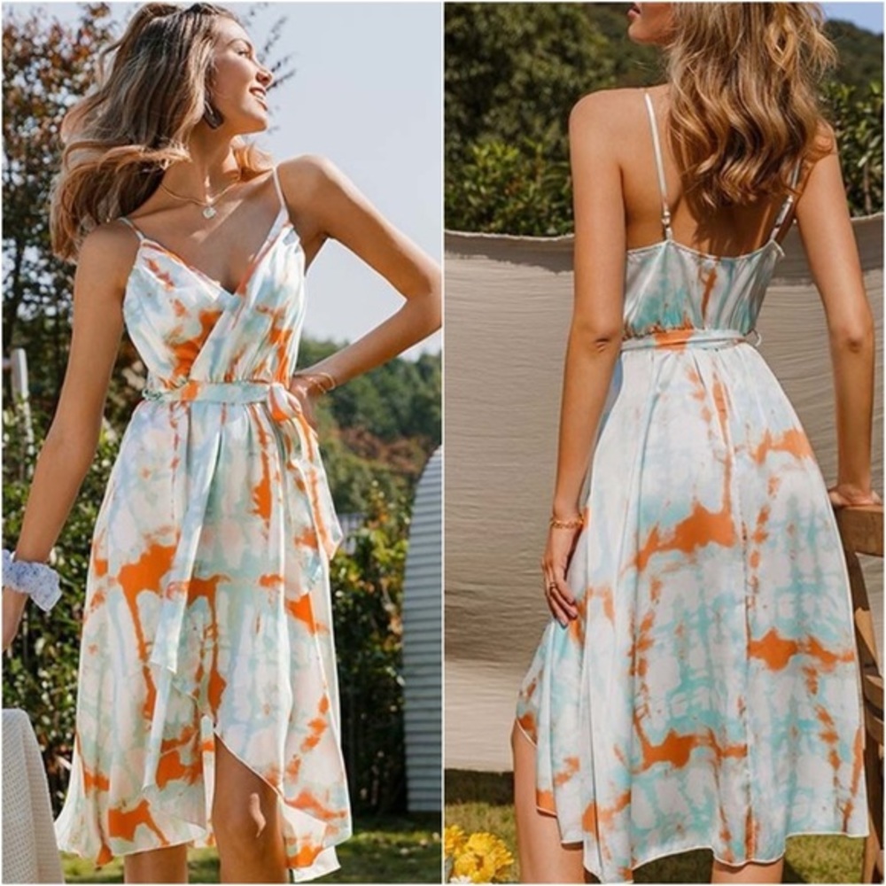 HP🎉🧡JAX SPLASH TIE DIE SUMMER DRESS